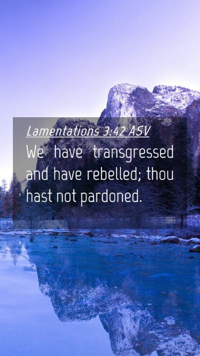 Picture 04 - Lamentations 3:42 ASV Mobile Phone Wallpaper - We have transgressed and have rebelled; thou hast - Mobile Bible Verse Wallpaper
