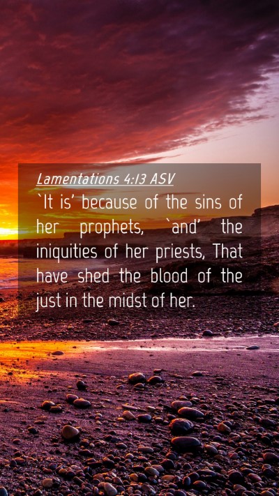 Picture 04 - Lamentations 4:13 ASV Mobile Phone Wallpaper - `It is' because of the sins of her prophets, - Mobile Bible Verse Wallpaper