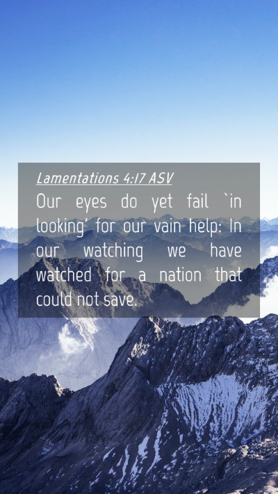 Picture 04 - Lamentations 4:17 ASV Mobile Phone Wallpaper - Our eyes do yet fail `in looking' for our vain - Mobile Bible Verse Wallpaper