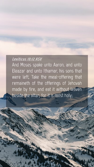 Picture 04 - Leviticus 10:12 ASV Mobile Phone Wallpaper - And Moses spake unto Aaron, and unto Eleazar and - Mobile Bible Verse Wallpaper