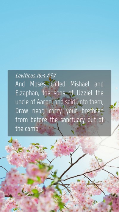 Picture 04 - Leviticus 10:4 ASV Mobile Phone Wallpaper - And Moses called Mishael and Elzaphan, the sons - Mobile Bible Verse Wallpaper