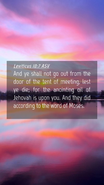 Picture 04 - Leviticus 10:7 ASV Mobile Phone Wallpaper - And ye shall not go out from the door of the tent - Mobile Bible Verse Wallpaper