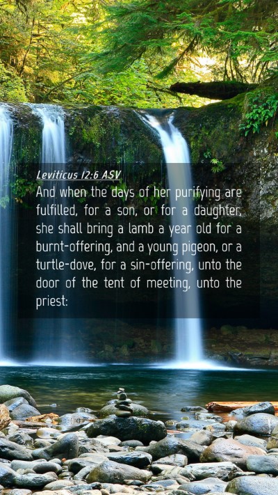 Picture 04 - Leviticus 12:6 ASV Mobile Phone Wallpaper - And when the days of her purifying are fulfilled, - Mobile Bible Verse Wallpaper
