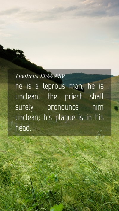 Picture 04 - Leviticus 13:44 ASV Mobile Phone Wallpaper - he is a leprous man, he is unclean: the priest - Mobile Bible Verse Wallpaper