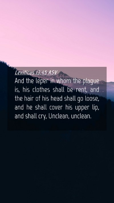 Picture 04 - Leviticus 13:45 ASV Mobile Phone Wallpaper - And the leper in whom the plague is, his clothes - Mobile Bible Verse Wallpaper