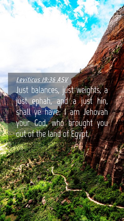 Picture 04 - Leviticus 19:36 ASV Mobile Phone Wallpaper - Just balances, just weights, a just ephah, and a - Mobile Bible Verse Wallpaper