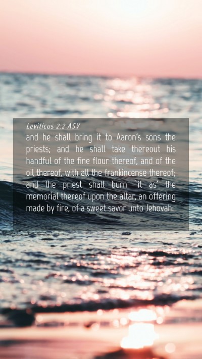 Picture 04 - Leviticus 2:2 ASV Mobile Phone Wallpaper - and he shall bring it to Aaron's sons the - Mobile Bible Verse Wallpaper