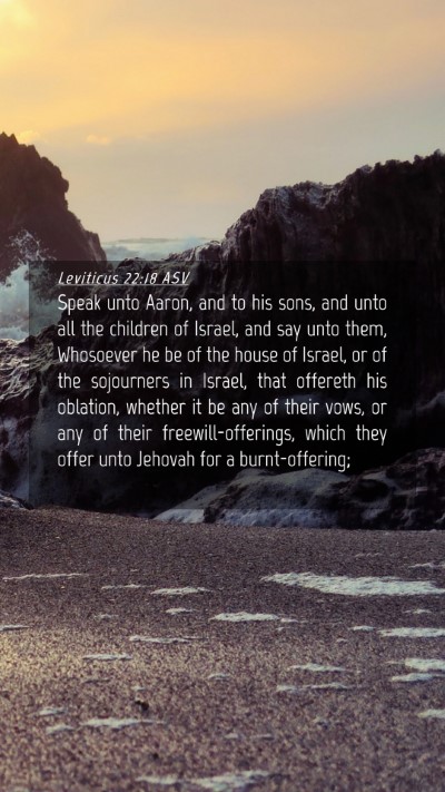 Picture 04 - Leviticus 22:18 ASV Mobile Phone Wallpaper - Speak unto Aaron, and to his sons, and unto all - Mobile Bible Verse Wallpaper