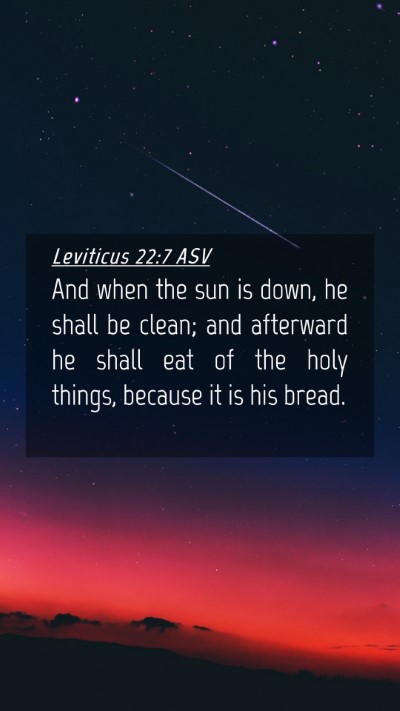 Picture 04 - Leviticus 22:7 ASV Mobile Phone Wallpaper - And when the sun is down, he shall be clean; and - Mobile Bible Verse Wallpaper