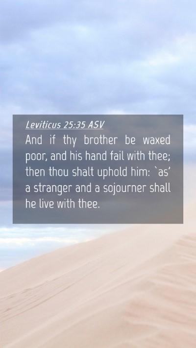 Picture 04 - Leviticus 25:35 ASV Mobile Phone Wallpaper - And if thy brother be waxed poor, and his hand - Mobile Bible Verse Wallpaper