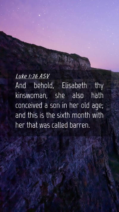 Picture 04 - Luke 1:36 ASV Mobile Phone Wallpaper - And behold, Elisabeth thy kinswoman, she also - Mobile Bible Verse Wallpaper