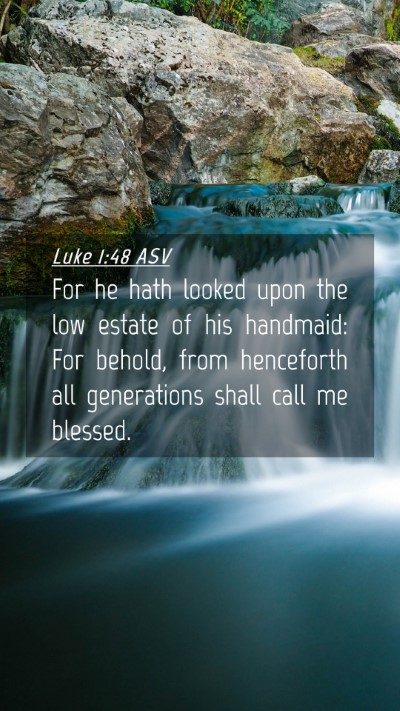 Picture 04 - Luke 1:48 ASV Mobile Phone Wallpaper - For he hath looked upon the low estate of his - Mobile Bible Verse Wallpaper