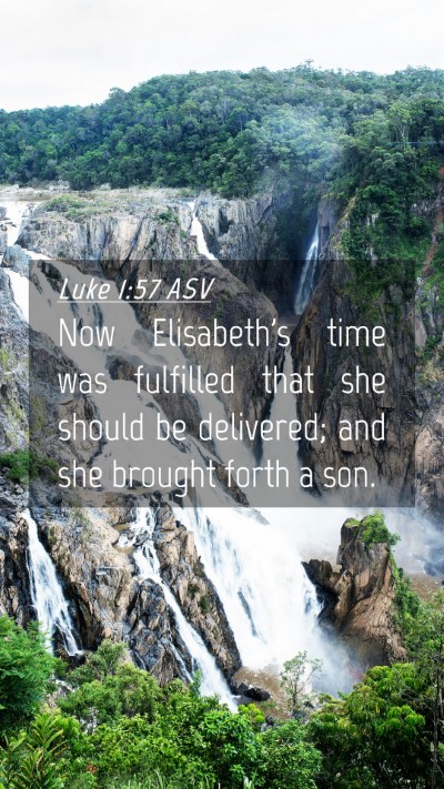 Picture 04 - Luke 1:57 ASV Mobile Phone Wallpaper - Now Elisabeth's time was fulfilled that she - Mobile Bible Verse Wallpaper