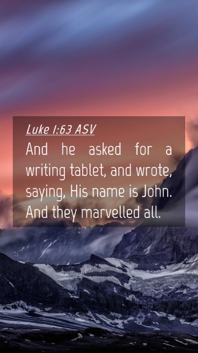 Picture 04 - Luke 1:63 ASV Mobile Phone Wallpaper - And he asked for a writing tablet, and wrote, - Mobile Bible Verse Wallpaper