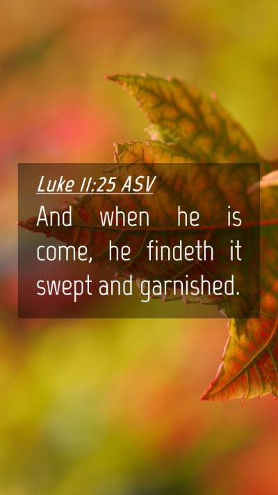 Picture 04 - Luke 11:25 ASV Mobile Phone Wallpaper - And when he is come, he findeth it swept and - Mobile Bible Verse Wallpaper