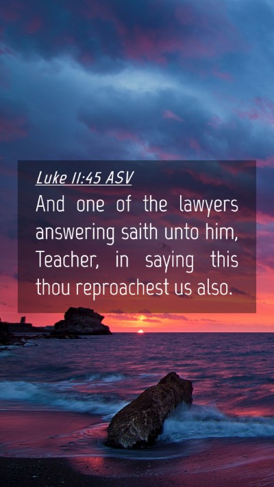 Picture 04 - Luke 11:45 ASV Mobile Phone Wallpaper - And one of the lawyers answering saith unto him, - Mobile Bible Verse Wallpaper