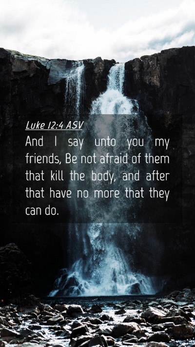 Picture 04 - Luke 12:4 ASV Mobile Phone Wallpaper - And I say unto you my friends, Be not afraid of - Mobile Bible Verse Wallpaper