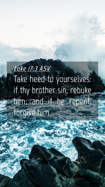 Picture 04 - Luke 17:3 ASV Mobile Phone Wallpaper - Take heed to yourselves: if thy brother sin, - Mobile Bible Verse Wallpaper