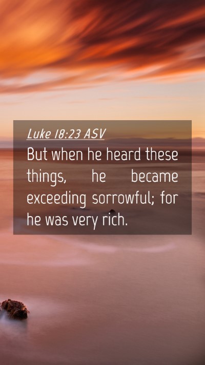 Picture 04 - Luke 18:23 ASV Mobile Phone Wallpaper - But when he heard these things, he became - Mobile Bible Verse Wallpaper