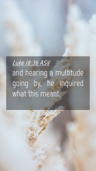 Picture 04 - Luke 18:36 ASV Mobile Phone Wallpaper - and hearing a multitude going by, he inquired - Mobile Bible Verse Wallpaper