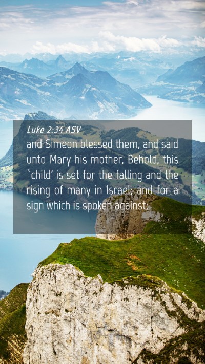 Picture 04 - Luke 2:34 ASV Mobile Phone Wallpaper - and Simeon blessed them, and said unto Mary his - Mobile Bible Verse Wallpaper