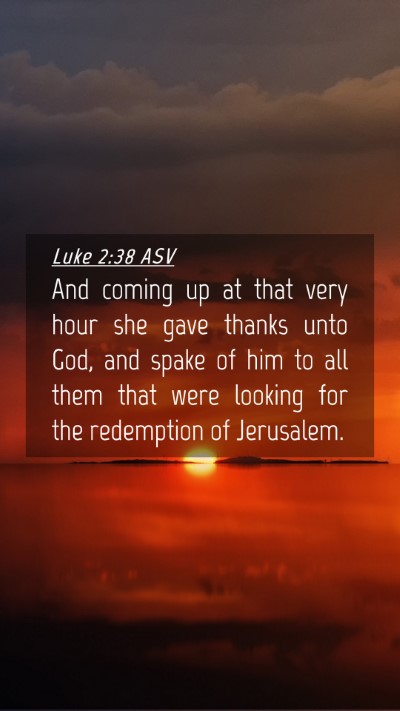 Picture 04 - Luke 2:38 ASV Mobile Phone Wallpaper - And coming up at that very hour she gave thanks - Mobile Bible Verse Wallpaper