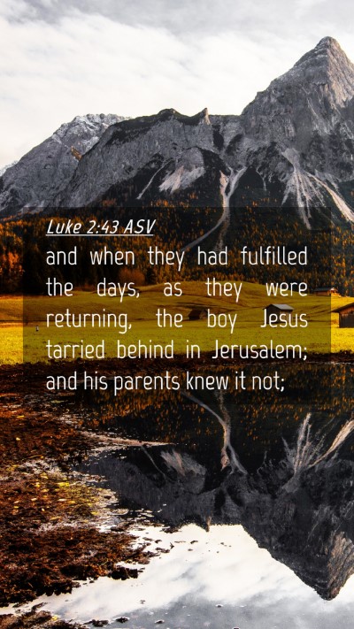 Picture 04 - Luke 2:43 ASV Mobile Phone Wallpaper - and when they had fulfilled the days, as they - Mobile Bible Verse Wallpaper