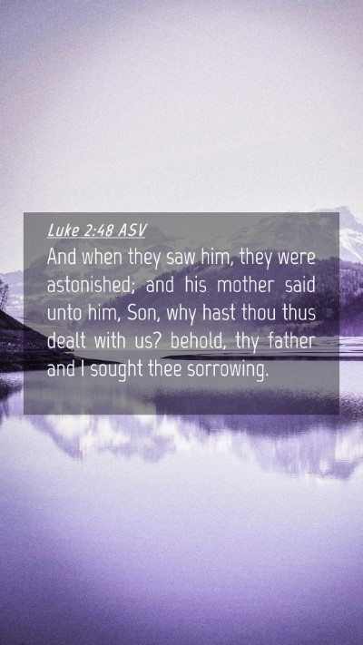 Picture 04 - Luke 2:48 ASV Mobile Phone Wallpaper - And when they saw him, they were astonished; and - Mobile Bible Verse Wallpaper