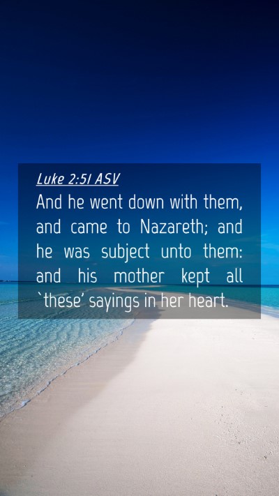 Picture 04 - Luke 2:51 ASV Mobile Phone Wallpaper - And he went down with them, and came to Nazareth; - Mobile Bible Verse Wallpaper