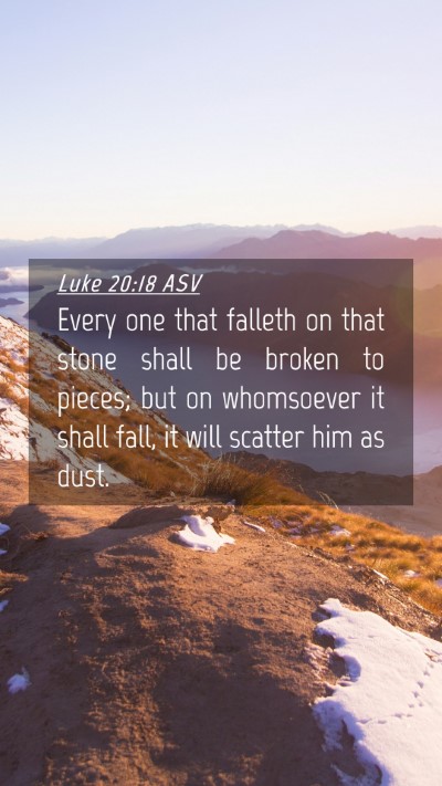 Picture 04 - Luke 20:18 ASV Mobile Phone Wallpaper - Every one that falleth on that stone shall be - Mobile Bible Verse Wallpaper