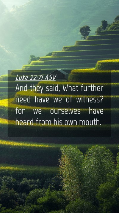 Picture 04 - Luke 22:71 ASV Mobile Phone Wallpaper - And they said, What further need have we of - Mobile Bible Verse Wallpaper