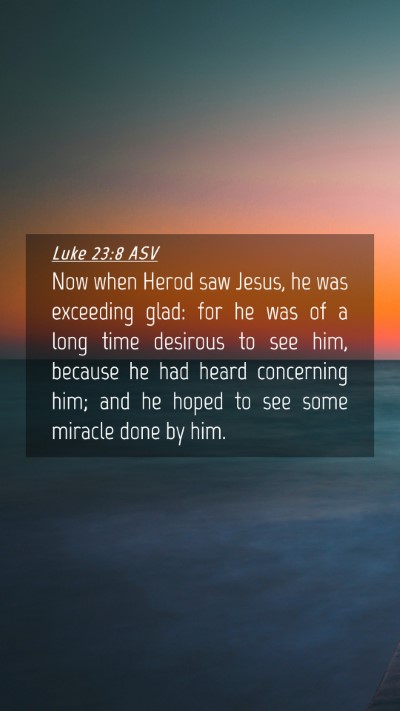 Picture 04 - Luke 23:8 ASV Mobile Phone Wallpaper - Now when Herod saw Jesus, he was exceeding glad: - Mobile Bible Verse Wallpaper