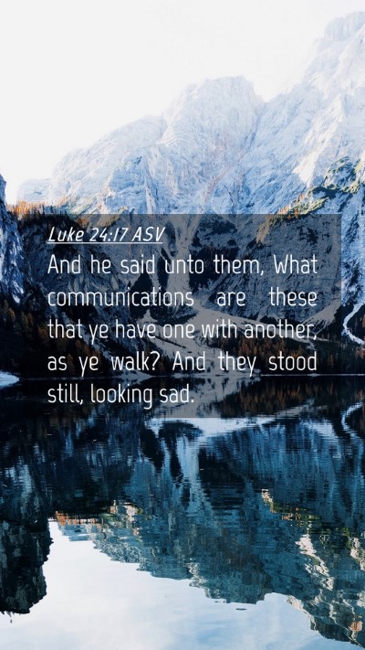 Picture 04 - Luke 24:17 ASV Mobile Phone Wallpaper - And he said unto them, What communications are - Mobile Bible Verse Wallpaper