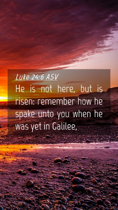 Picture 04 - Luke 24:6 ASV Mobile Phone Wallpaper - He is not here, but is risen: remember how he - Mobile Bible Verse Wallpaper