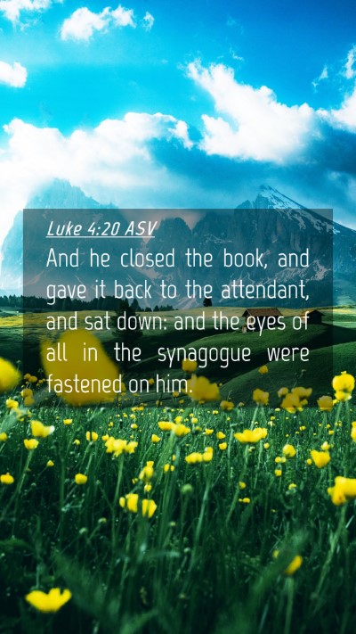 Picture 04 - Luke 4:20 ASV Mobile Phone Wallpaper - And he closed the book, and gave it back to the - Mobile Bible Verse Wallpaper