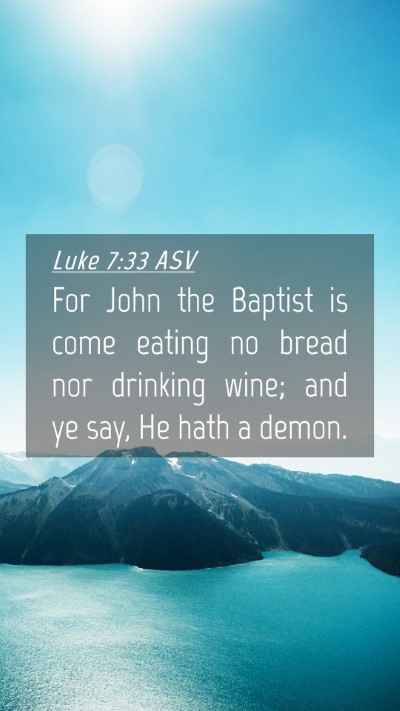 Picture 04 - Luke 7:33 ASV Mobile Phone Wallpaper - For John the Baptist is come eating no bread nor - Mobile Bible Verse Wallpaper