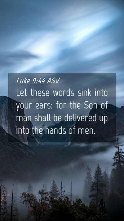 Picture 04 - Luke 9:44 ASV Mobile Phone Wallpaper - Let these words sink into your ears: for the Son - Mobile Bible Verse Wallpaper