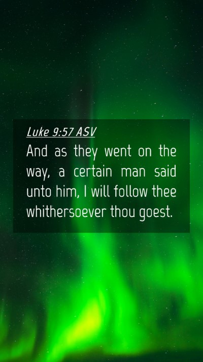 Picture 04 - Luke 9:57 ASV Mobile Phone Wallpaper - And as they went on the way, a certain man said - Mobile Bible Verse Wallpaper