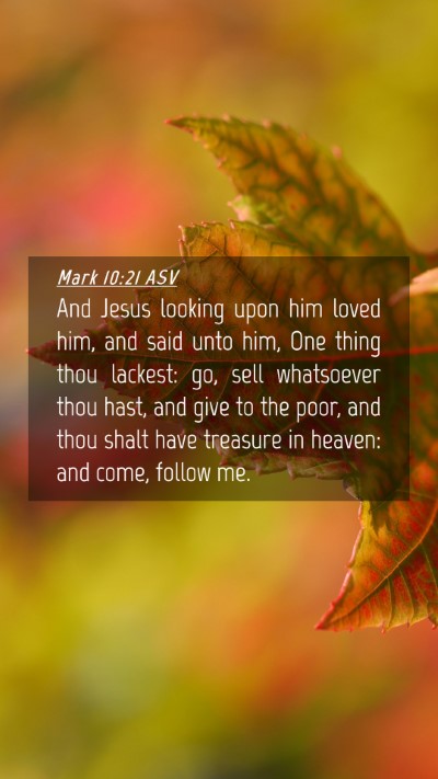 Picture 04 - Mark 10:21 ASV Mobile Phone Wallpaper - And Jesus looking upon him loved him, and said - Mobile Bible Verse Wallpaper
