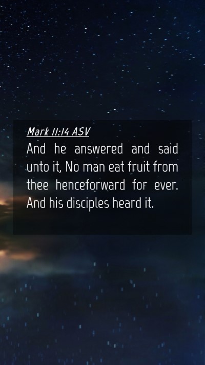 Picture 04 - Mark 11:14 ASV Mobile Phone Wallpaper - And he answered and said unto it, No man eat - Mobile Bible Verse Wallpaper