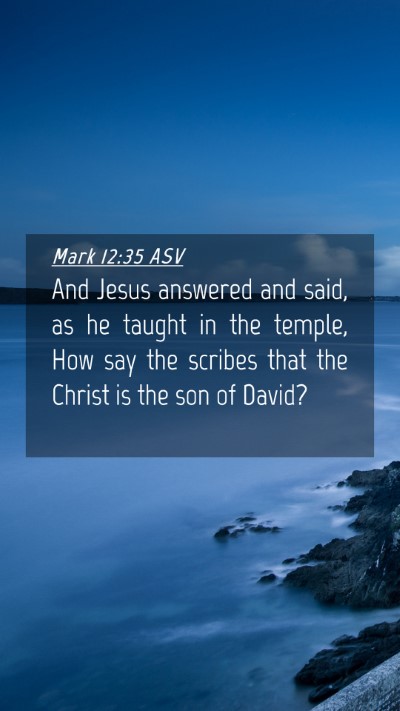 Picture 04 - Mark 12:35 ASV Mobile Phone Wallpaper - And Jesus answered and said, as he taught in the - Mobile Bible Verse Wallpaper