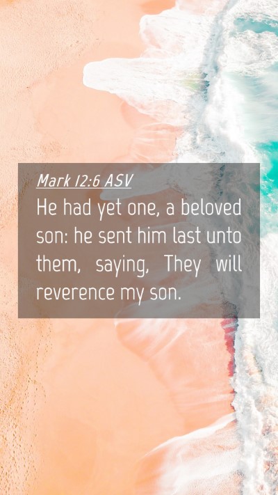 Picture 04 - Mark 12:6 ASV Mobile Phone Wallpaper - He had yet one, a beloved son: he sent him last - Mobile Bible Verse Wallpaper