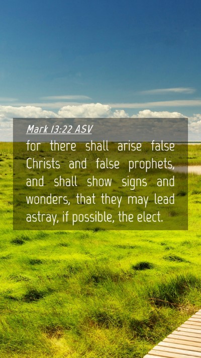Picture 04 - Mark 13:22 ASV Mobile Phone Wallpaper - for there shall arise false Christs and false - Mobile Bible Verse Wallpaper