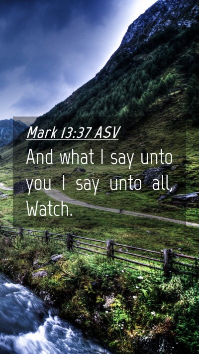 Picture 04 - Mark 13:37 ASV Mobile Phone Wallpaper - And what I say unto you I say unto all, - Mobile Bible Verse Wallpaper