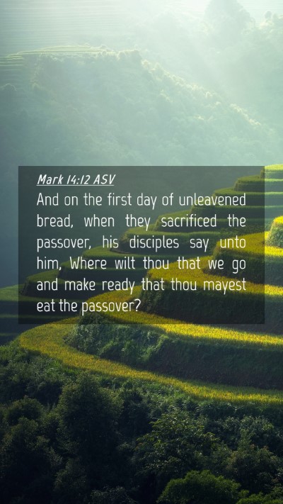 Picture 04 - Mark 14:12 ASV Mobile Phone Wallpaper - And on the first day of unleavened bread, when - Mobile Bible Verse Wallpaper
