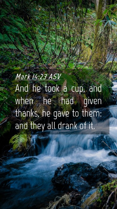 Picture 04 - Mark 14:23 ASV Mobile Phone Wallpaper - And he took a cup, and when he had given thanks, - Mobile Bible Verse Wallpaper