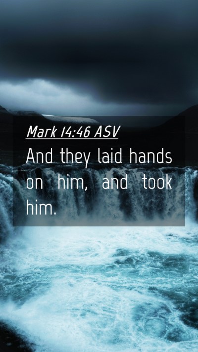 Picture 04 - Mark 14:46 ASV Mobile Phone Wallpaper - And they laid hands on him, and took - Mobile Bible Verse Wallpaper