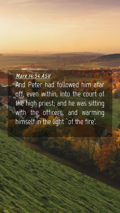 Picture 04 - Mark 14:54 ASV Mobile Phone Wallpaper - And Peter had followed him afar off, even within, - Mobile Bible Verse Wallpaper