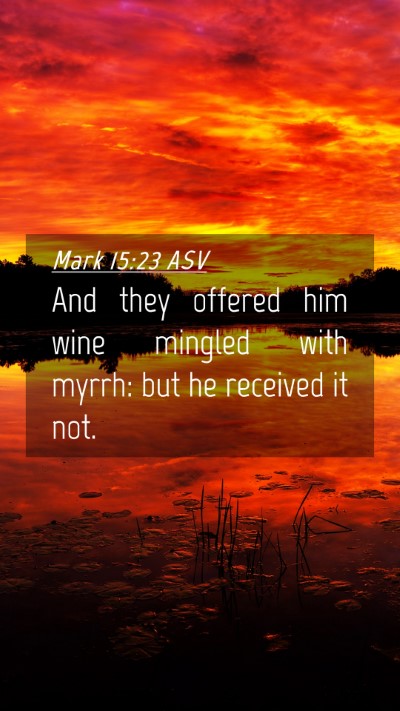 Picture 04 - Mark 15:23 ASV Mobile Phone Wallpaper - And they offered him wine mingled with myrrh: but - Mobile Bible Verse Wallpaper