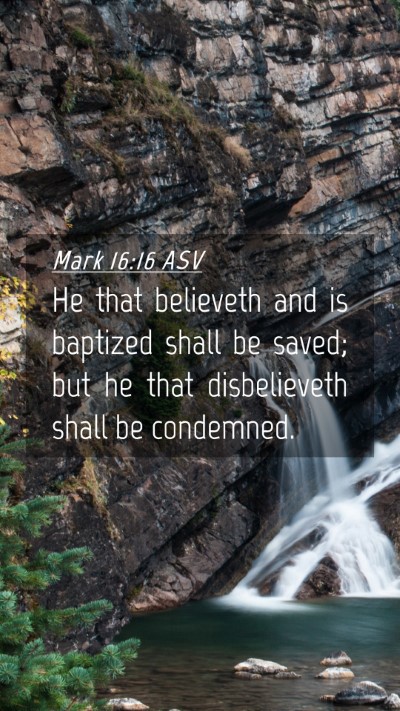 Picture 04 - Mark 16:16 ASV Mobile Phone Wallpaper - He that believeth and is baptized shall be saved; - Mobile Bible Verse Wallpaper